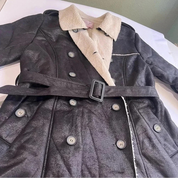 Romeo and juliet couture y2k trench double breasted teddy lined coat women Large - Picture 7 of 9